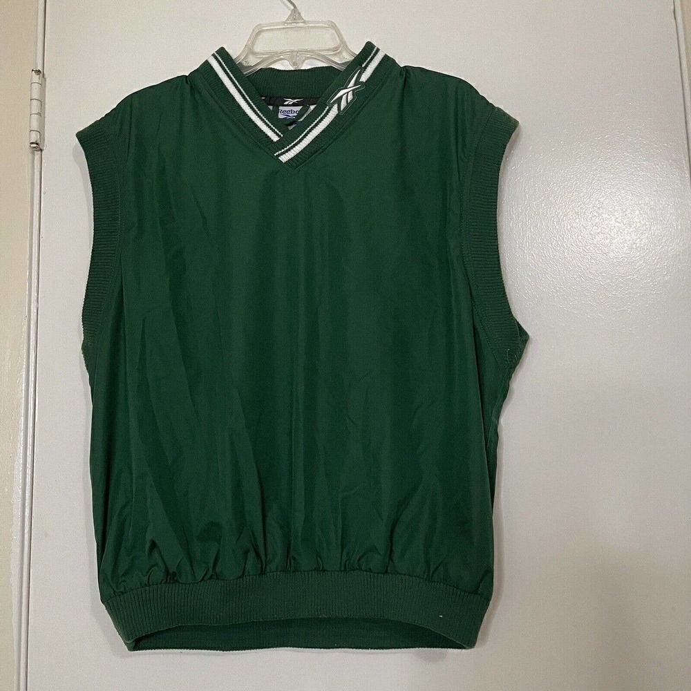 Vintage Reebok Green windbreaker Varsity Pullover vest size Medium